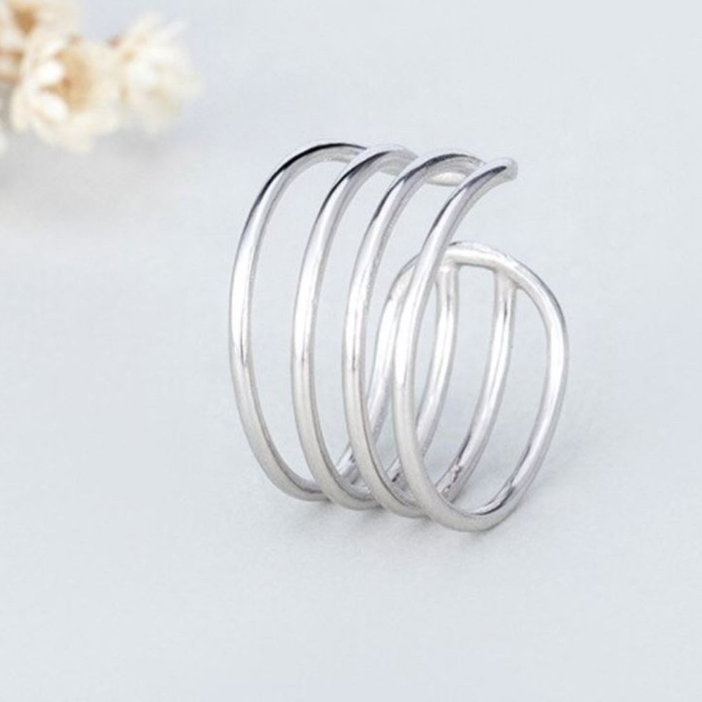 Minimalist 925 Sterling Silver Multi Layer Ring Minimalist Stackable Ring - Picture 5 of 6